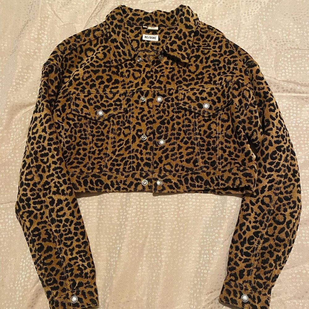 RE/DONE leopard print cropped jacket